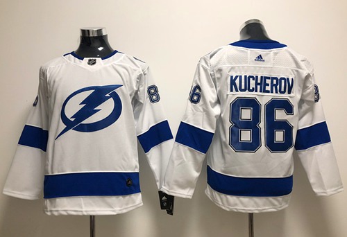 Adidas Tampa Bay Lightning 86 Nikita Kucherov White Road Authentic Stitched Youth NHL Jersey
